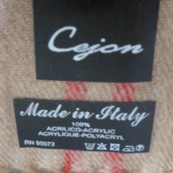 Cejon Tan Plaid Scarf with Fringe - Picture 4 of 4